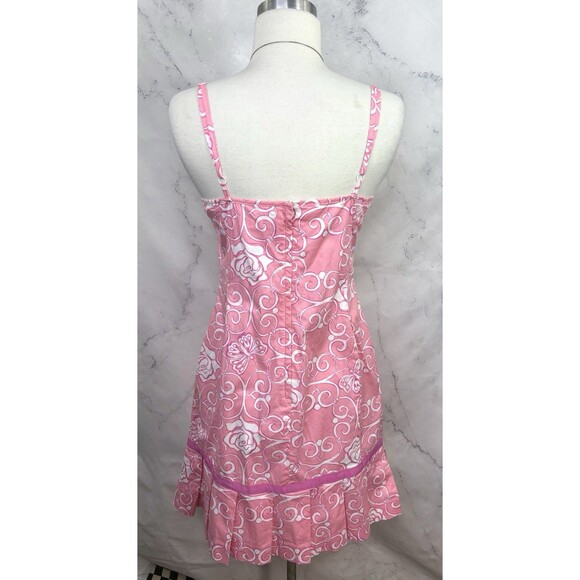 Vintage 90s Lilly Pulitzer Dress Butterfly Roses 1990’s 8 M Pink Pleated Barbie - Picture 13 of 16